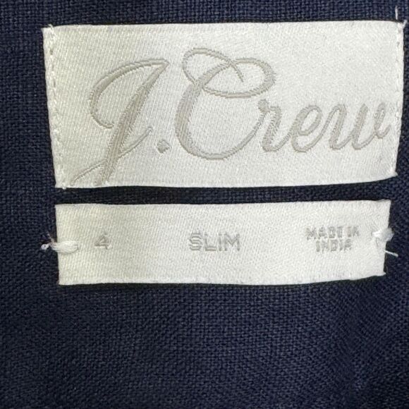 J.Crew Shirt Womens 4 Navy Baird McNutt Irish Linen Slim Button Down Long Sleeve - Picture 3 of 8